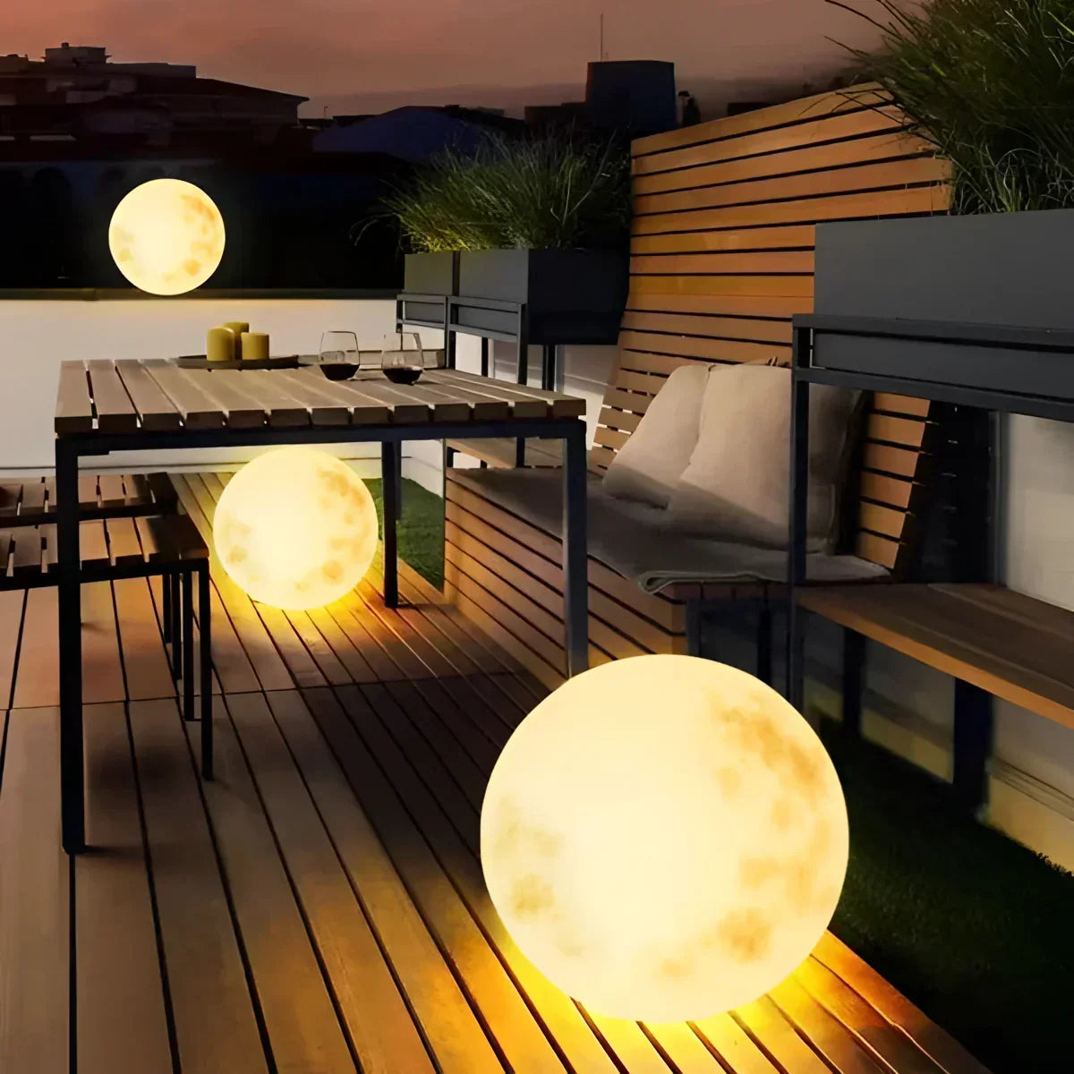 Esferas de luz lunar LED solares — Luzes flutuantes à prova de água para piscinas e jardins