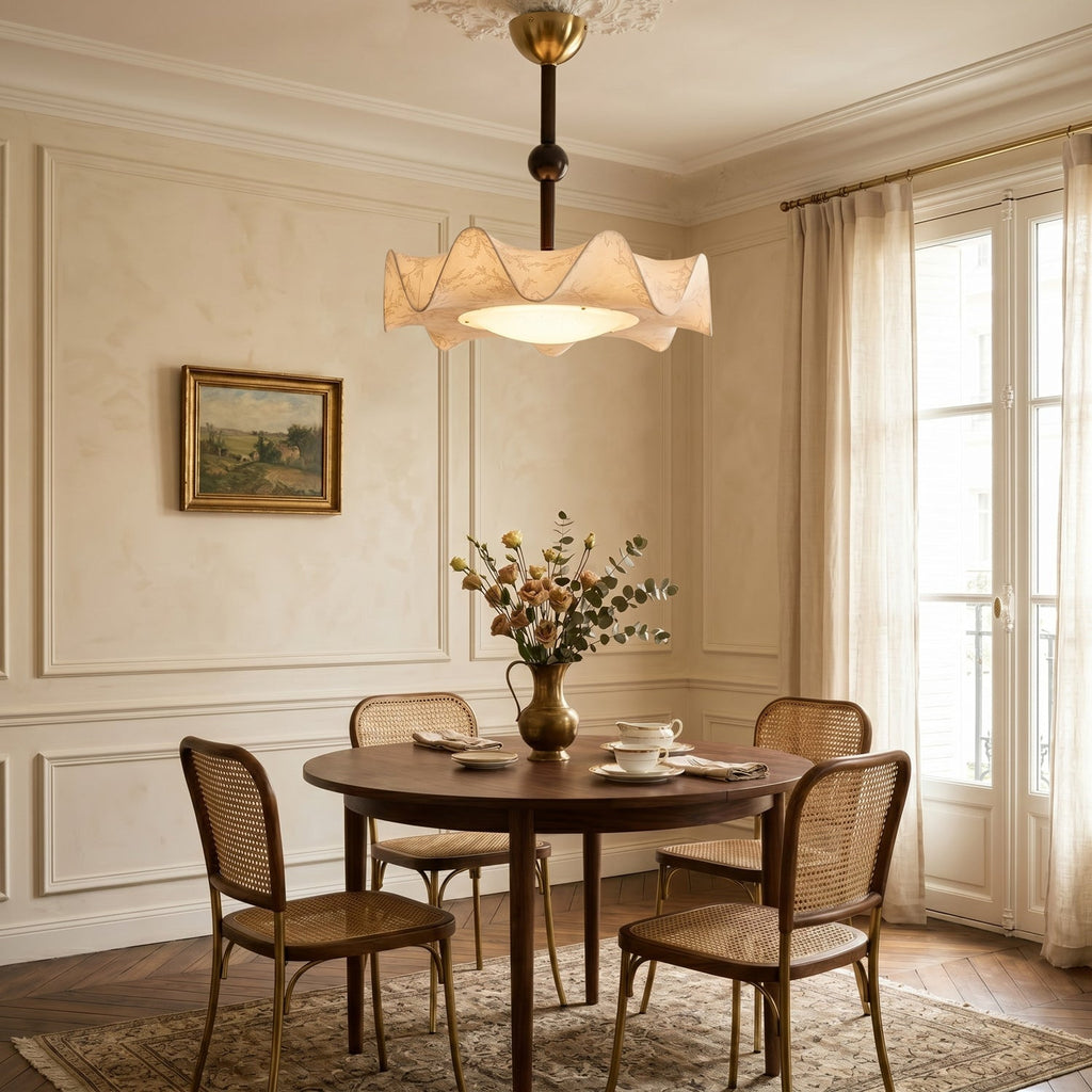 Walnut And Gold LED Ceiling Light — Fanned Petal Floral Design