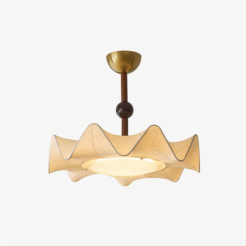 Walnut And Gold LED Ceiling Light — Fanned Petal Floral Design