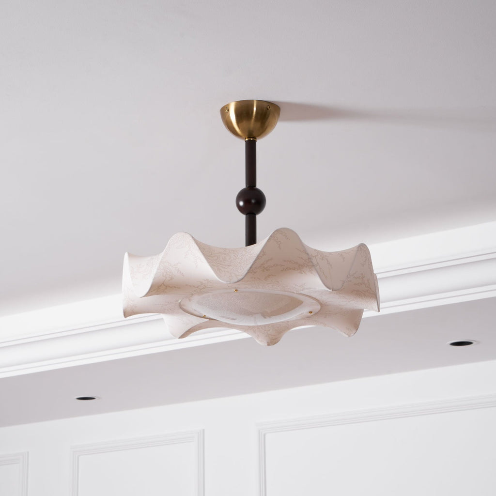 Walnut And Gold LED Ceiling Light — Fanned Petal Floral Design