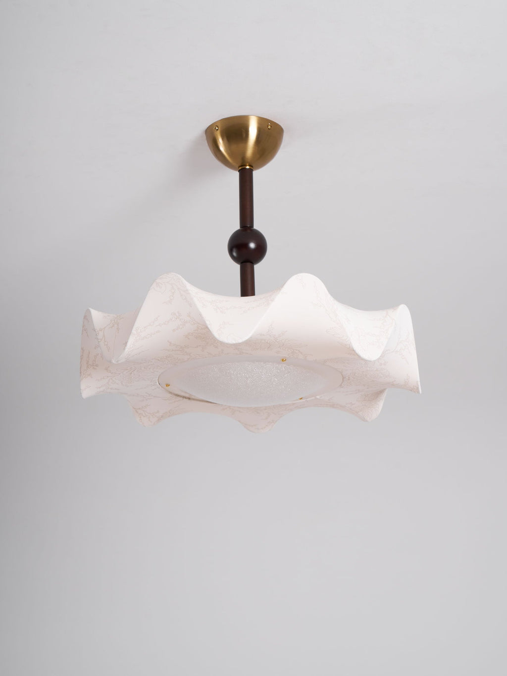 Walnut And Gold LED Ceiling Light — Fanned Petal Floral Design