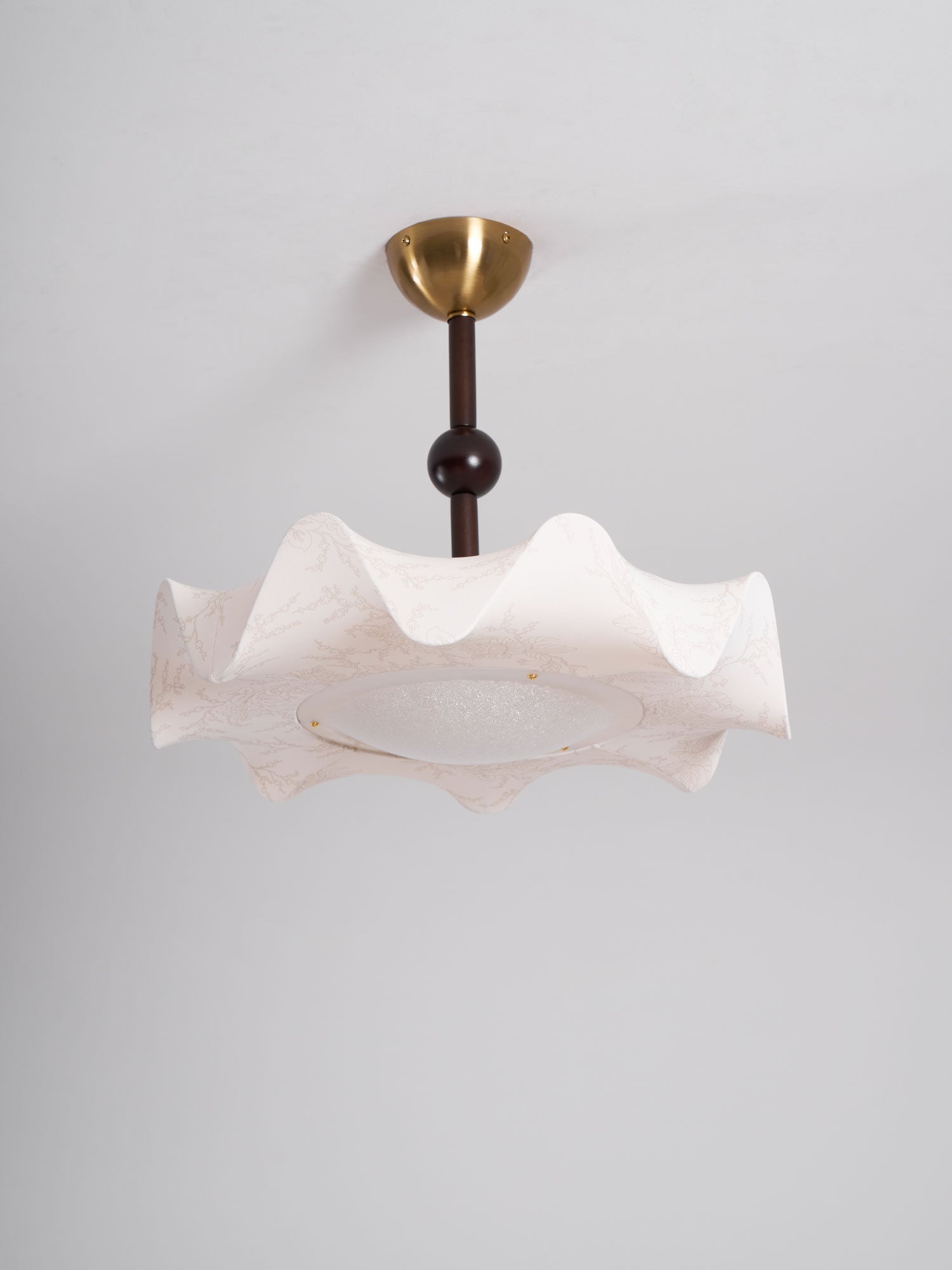 Walnut And Gold LED Ceiling Light — Fanned Petal Floral Design