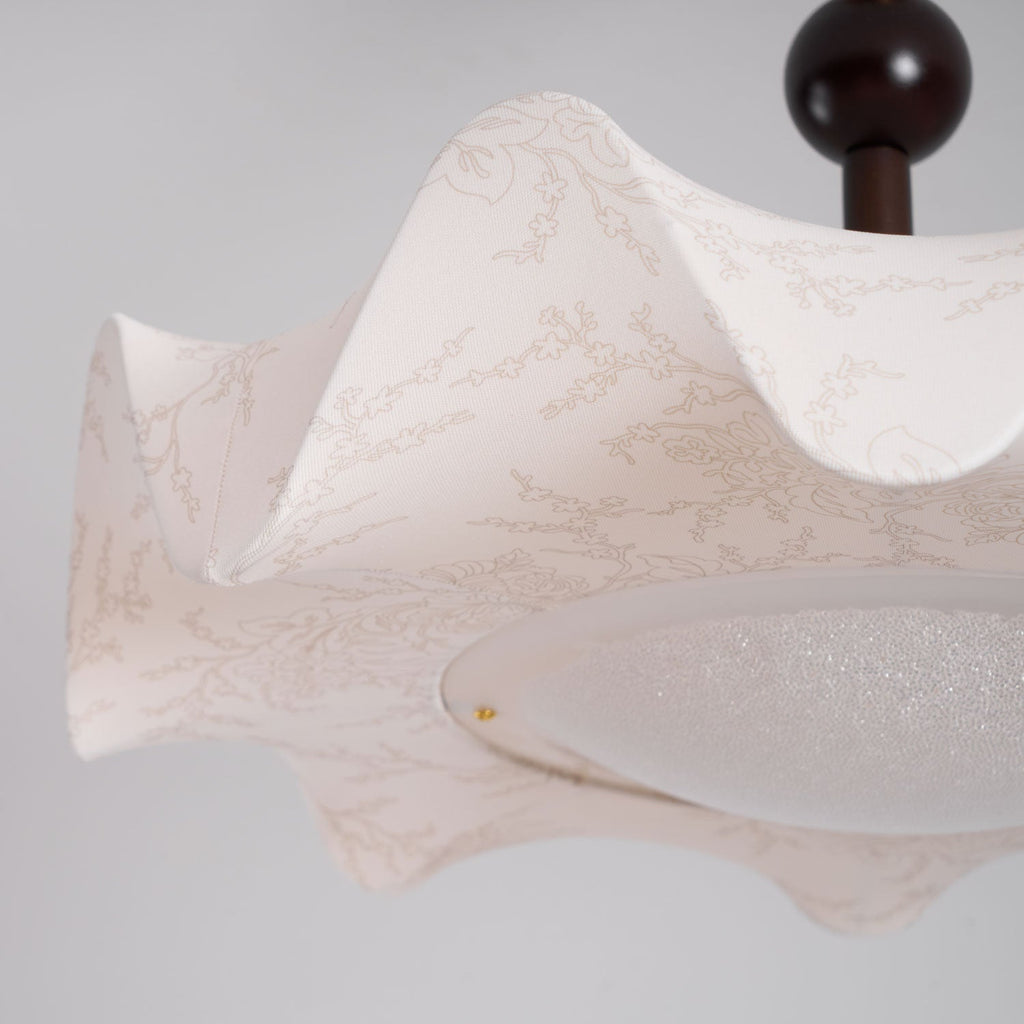Walnut And Gold LED Ceiling Light — Fanned Petal Floral Design