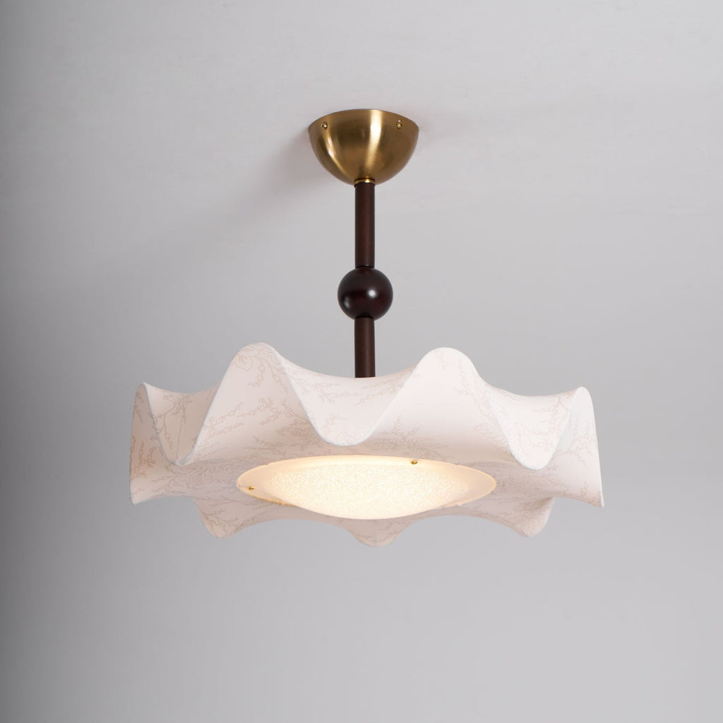 Walnut And Gold LED Ceiling Light — Fanned Petal Floral Design