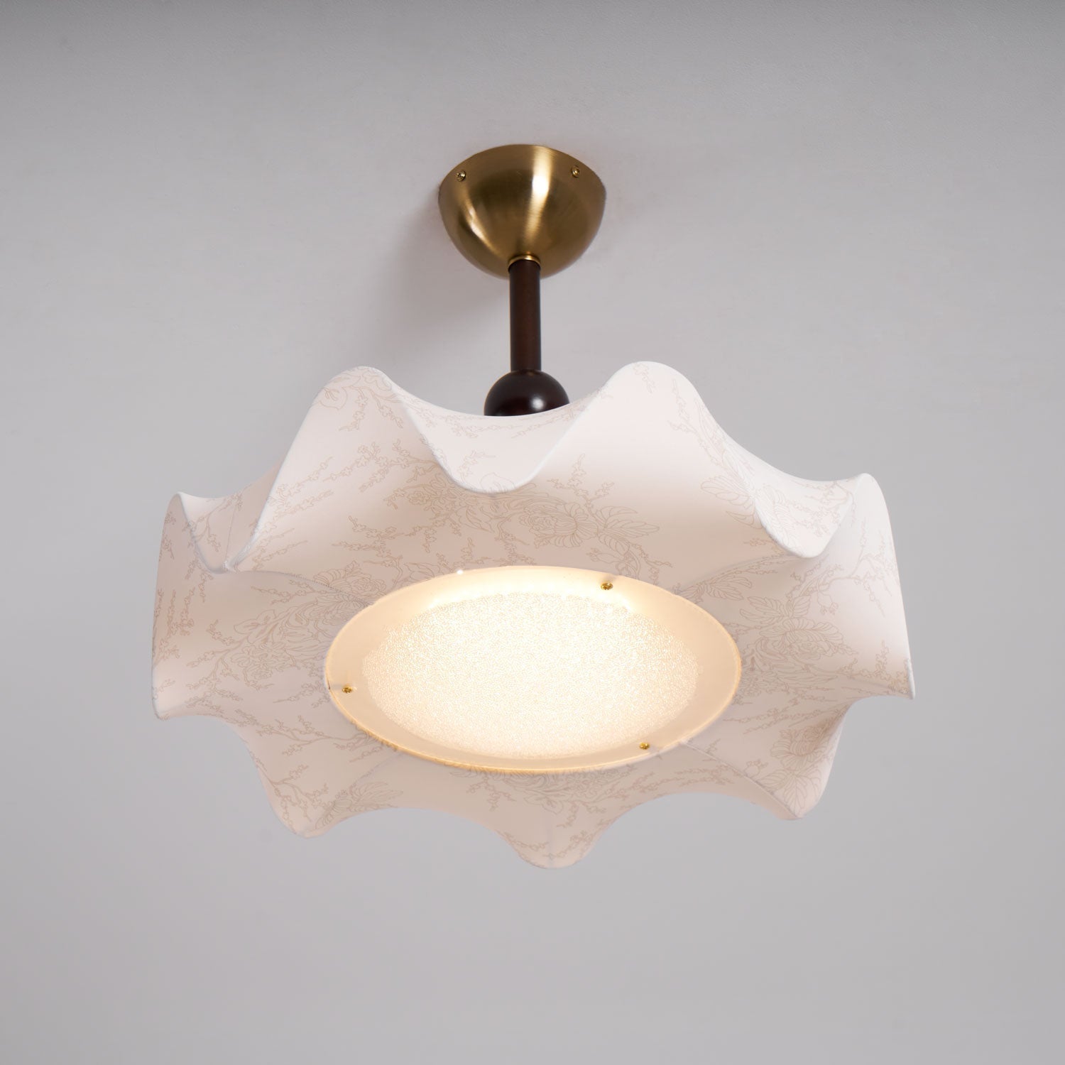 Walnut And Gold LED Ceiling Light — Fanned Petal Floral Design