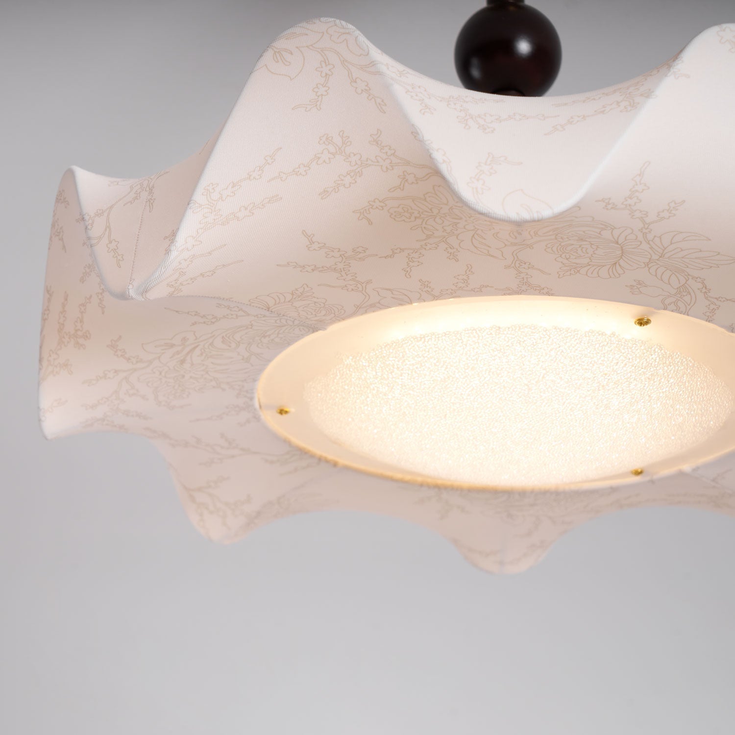 Walnut And Gold LED Ceiling Light — Fanned Petal Floral Design