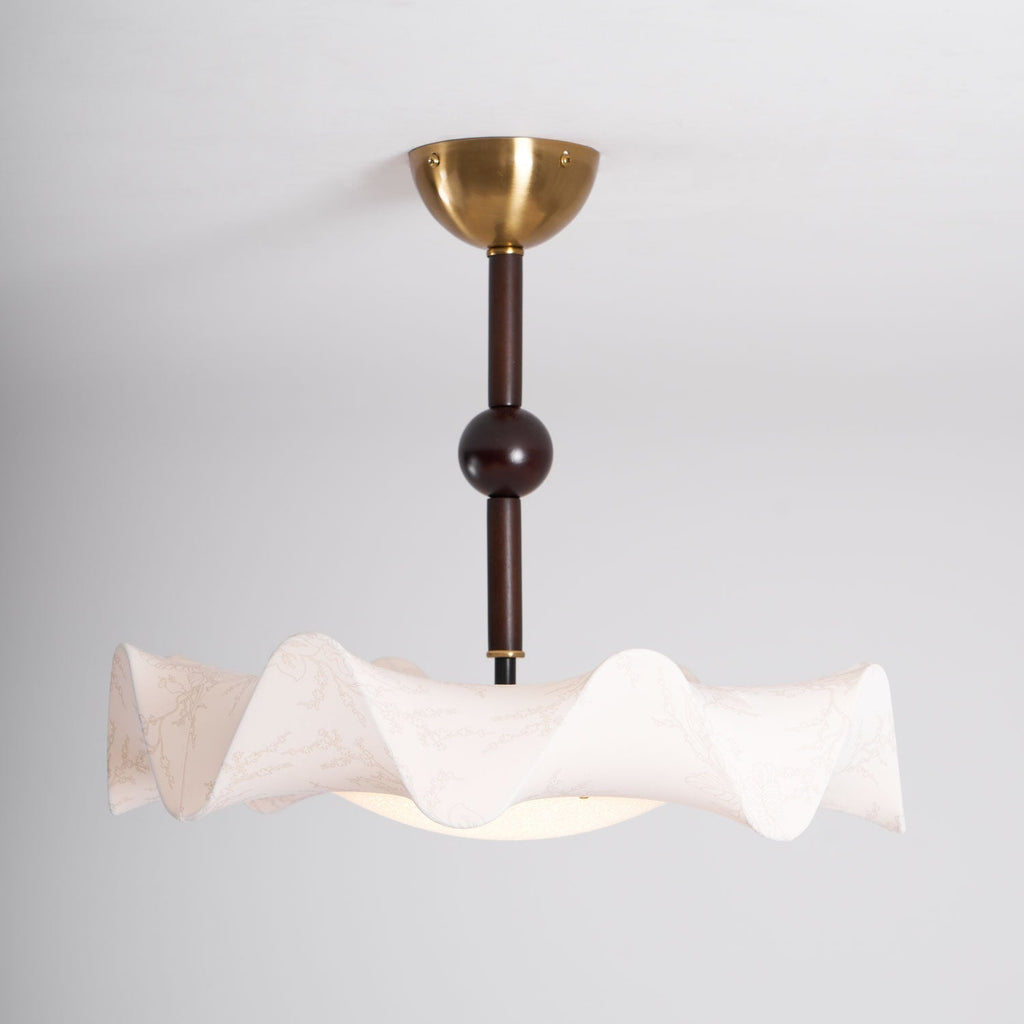 Walnut And Gold LED Ceiling Light — Fanned Petal Floral Design