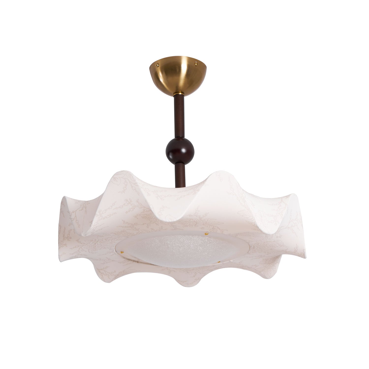 Walnut And Gold LED Ceiling Light — Fanned Petal Floral Design