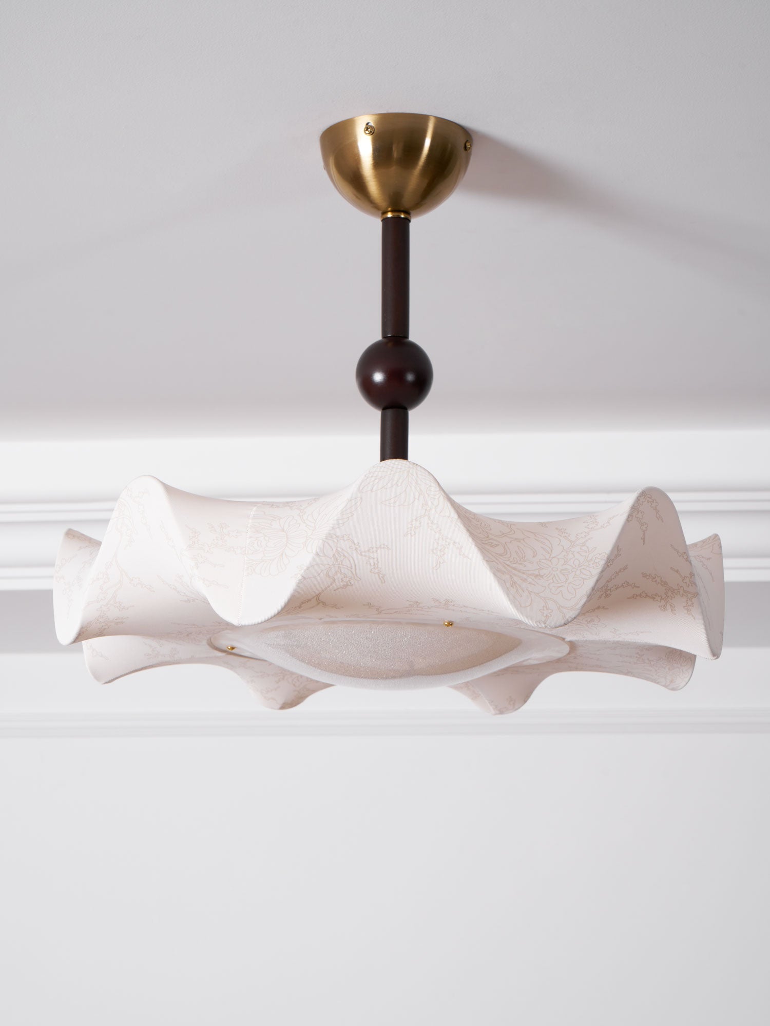 Walnut And Gold LED Ceiling Light — Fanned Petal Floral Design