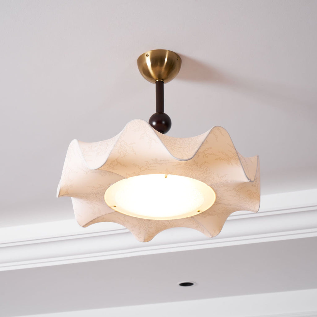 Walnut And Gold LED Ceiling Light — Fanned Petal Floral Design