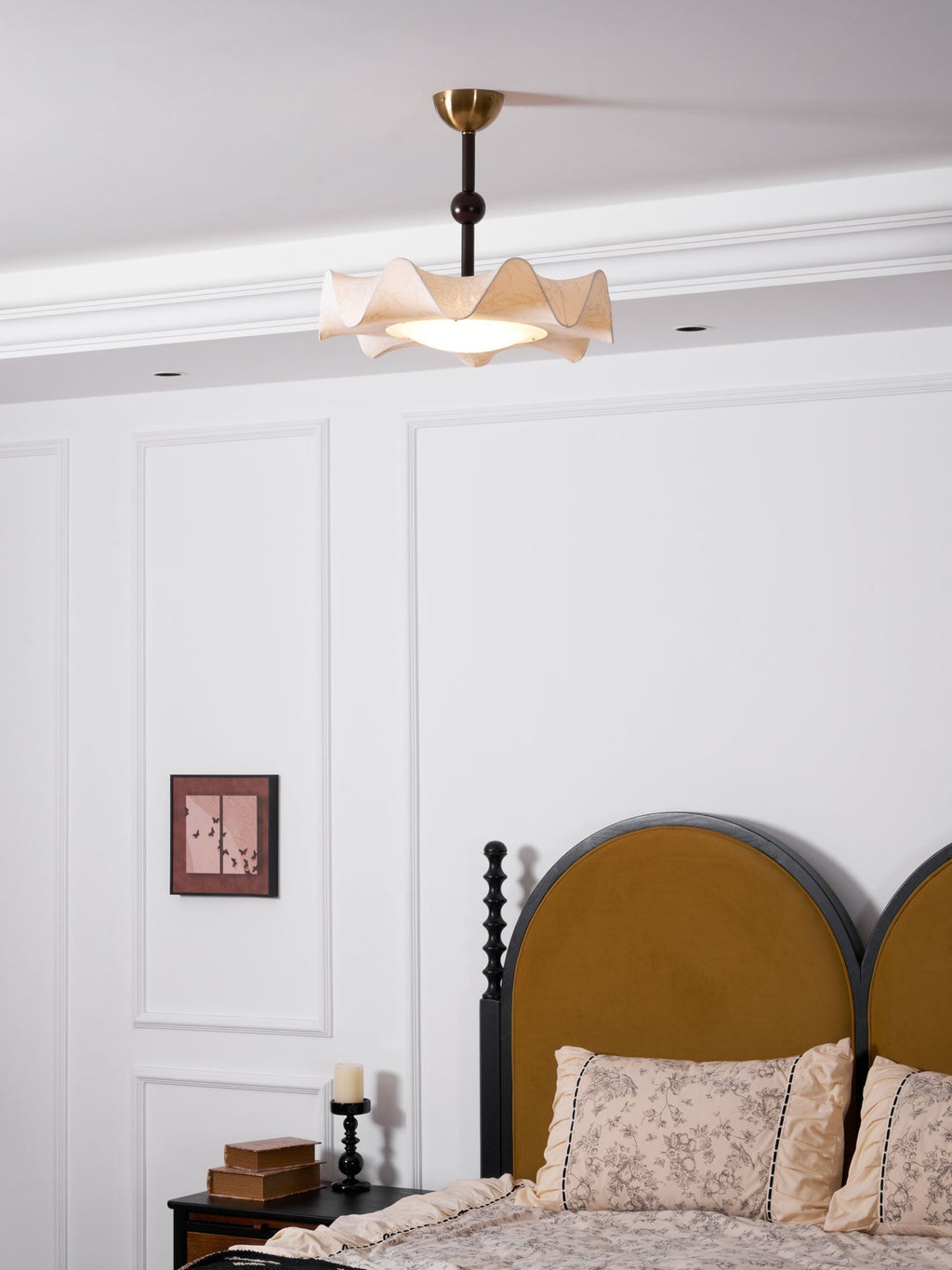 Walnut And Gold LED Ceiling Light — Fanned Petal Floral Design