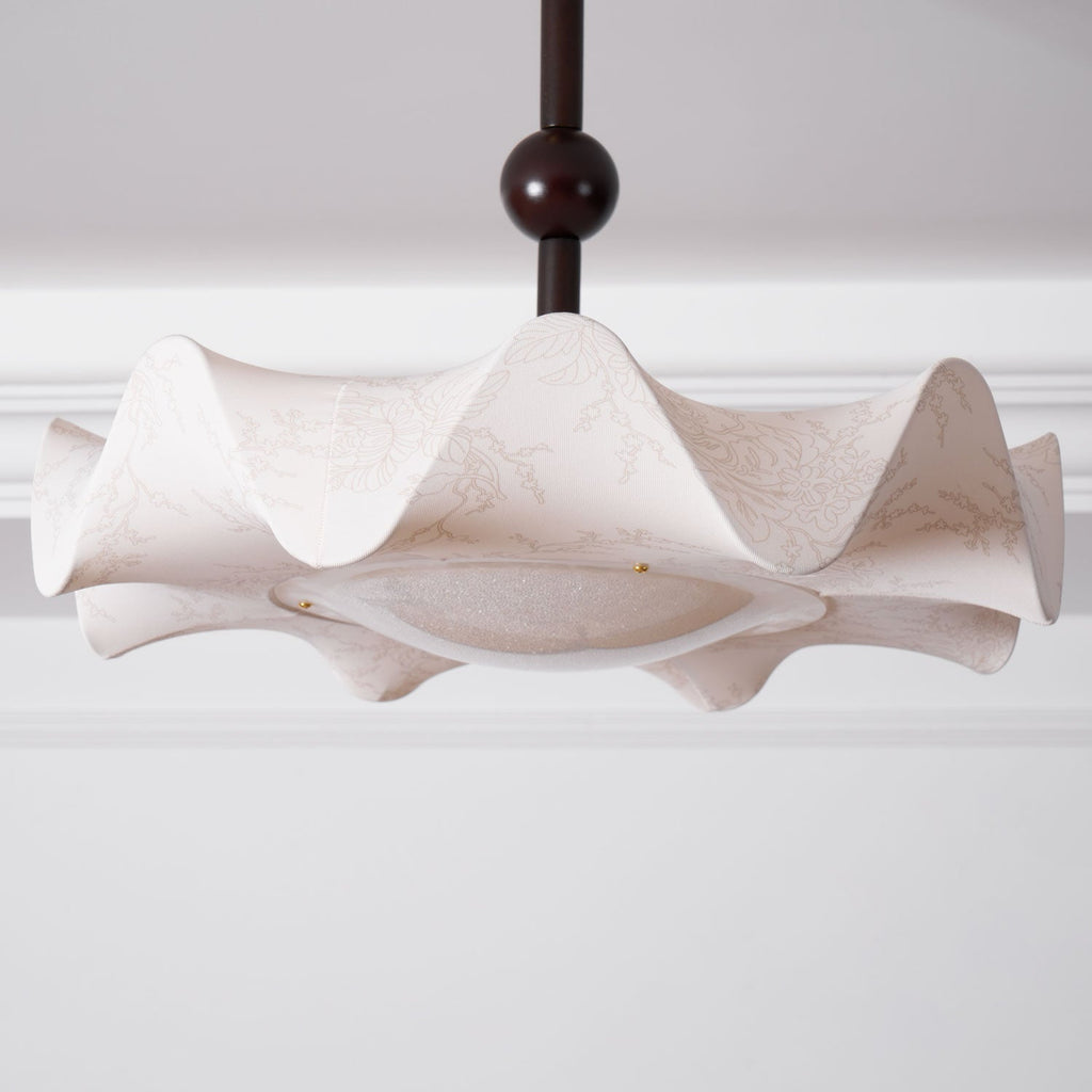 Walnut And Gold LED Ceiling Light — Fanned Petal Floral Design