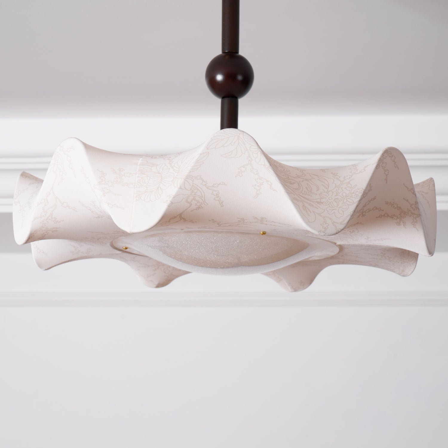 Walnut And Gold LED Ceiling Light — Fanned Petal Floral Design