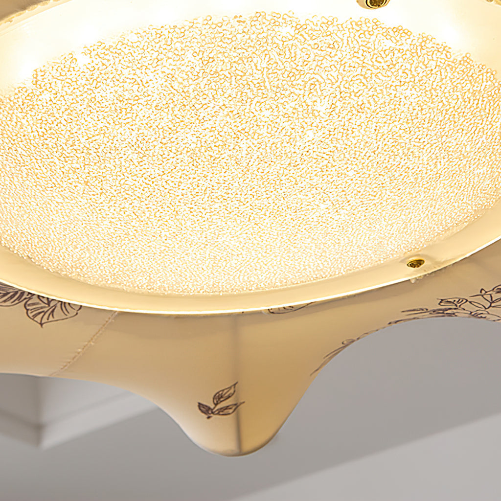 Walnut And Gold LED Ceiling Light — Fanned Petal Floral Design
