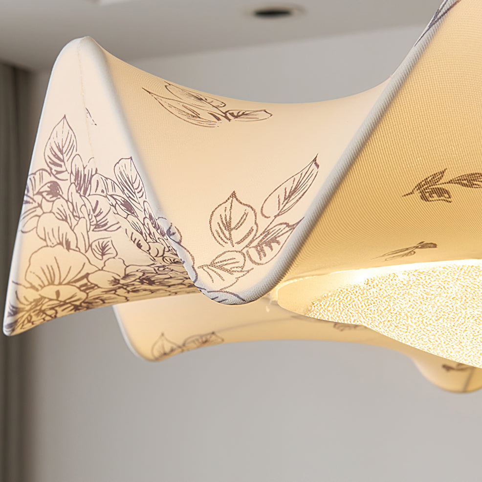 Walnut And Gold LED Ceiling Light — Fanned Petal Floral Design