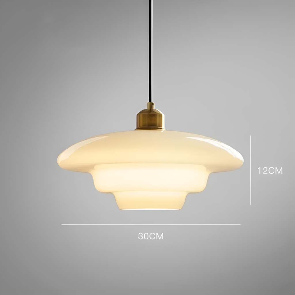 Art Deco Gold Finish Ceiling Lamp — Brass Frame, Glass Diffuser, Vintage Design