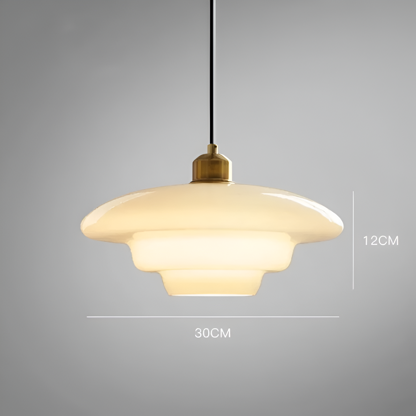 Art Deco Gold Finish Ceiling Lamp — Brass Frame, Glass Diffuser, Vintage Design