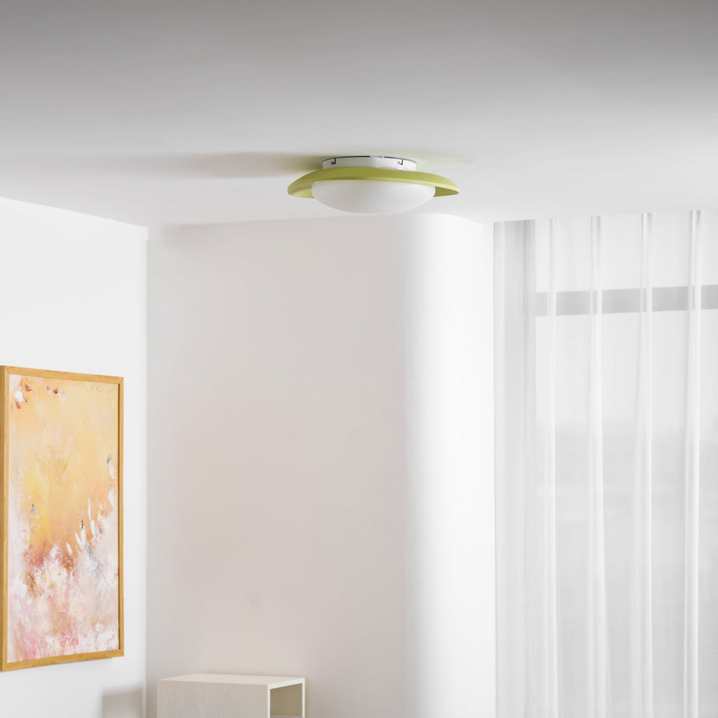Oval Resin Ceiling Light — Dimmable LED, 3000K-6000K Adjustable, Green or Beige, 36cm or 46cm