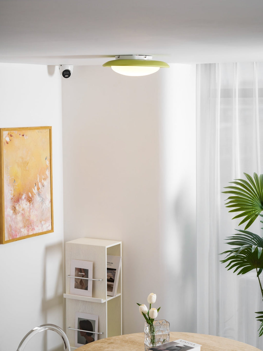 Oval Resin Ceiling Light — Dimmable LED, 3000K-6000K Adjustable, Green or Beige, 36cm or 46cm