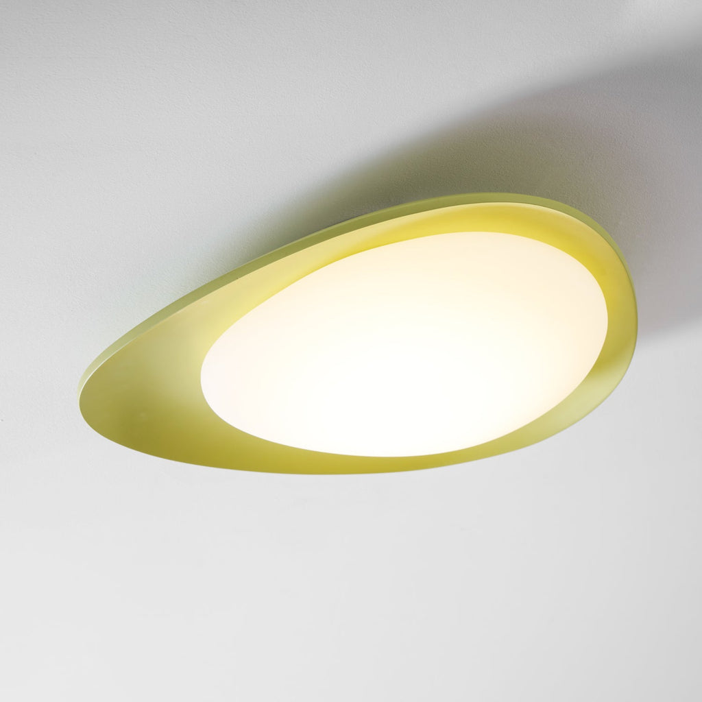 Oval Resin Ceiling Light — Dimmable LED, 3000K-6000K Adjustable, Green or Beige, 36cm or 46cm