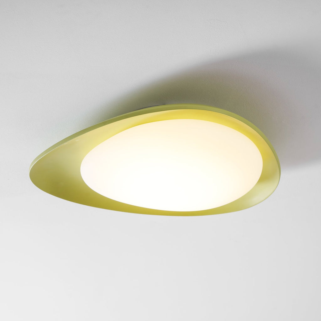 Oval Resin Ceiling Light — Dimmable LED, 3000K-6000K Adjustable, Green or Beige, 36cm or 46cm