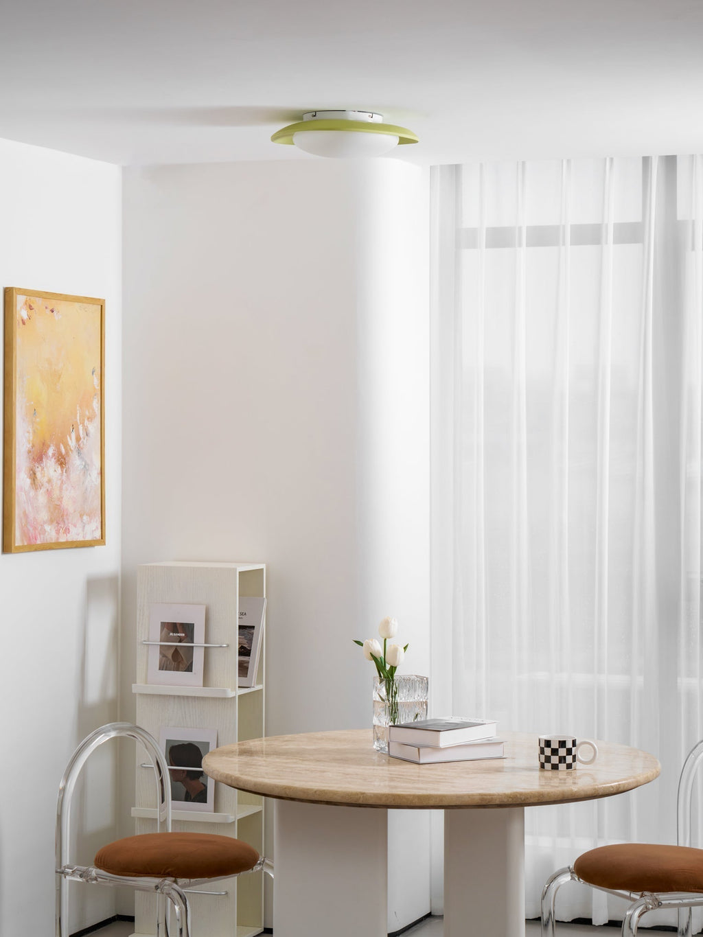 Oval Resin Ceiling Light — Dimmable LED, 3000K-6000K Adjustable, Green or Beige, 36cm or 46cm