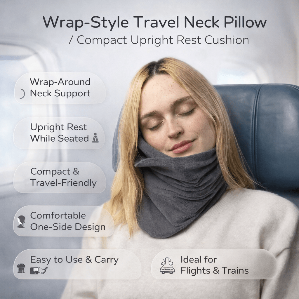 Wrap Style Travel Neck Pillow - Upright Comfort Cushion