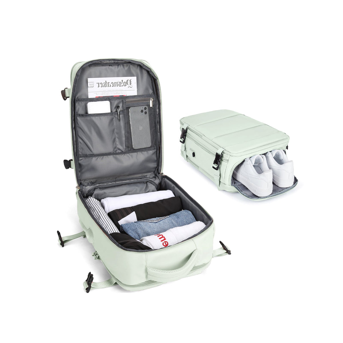 Mochila de viagem inteligente e expansível para mulheres e homens