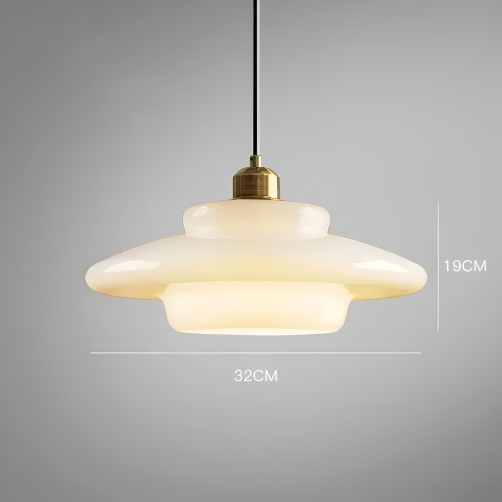 Art Deco Gold Finish Ceiling Lamp — Brass Frame, Glass Diffuser, Vintage Design