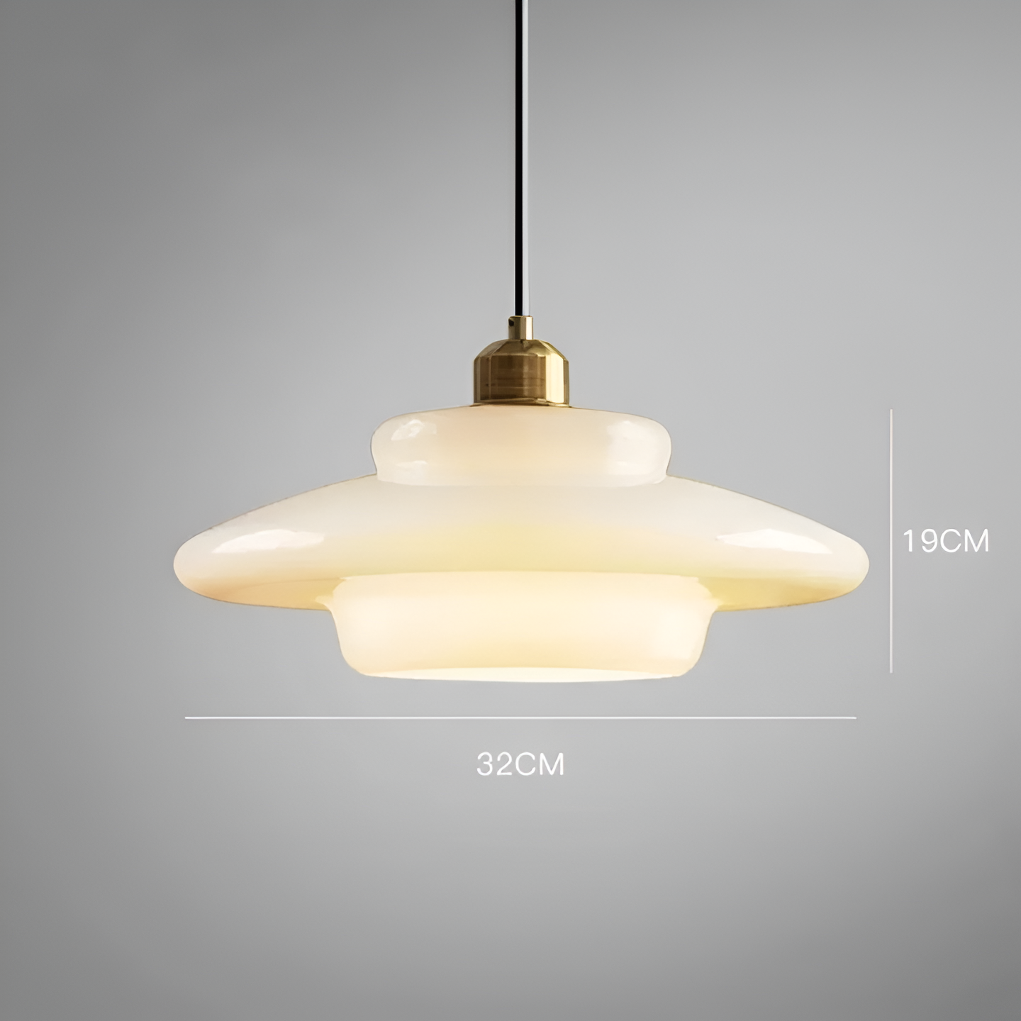 Art Deco Gold Finish Ceiling Lamp — Brass Frame, Glass Diffuser, Vintage Design