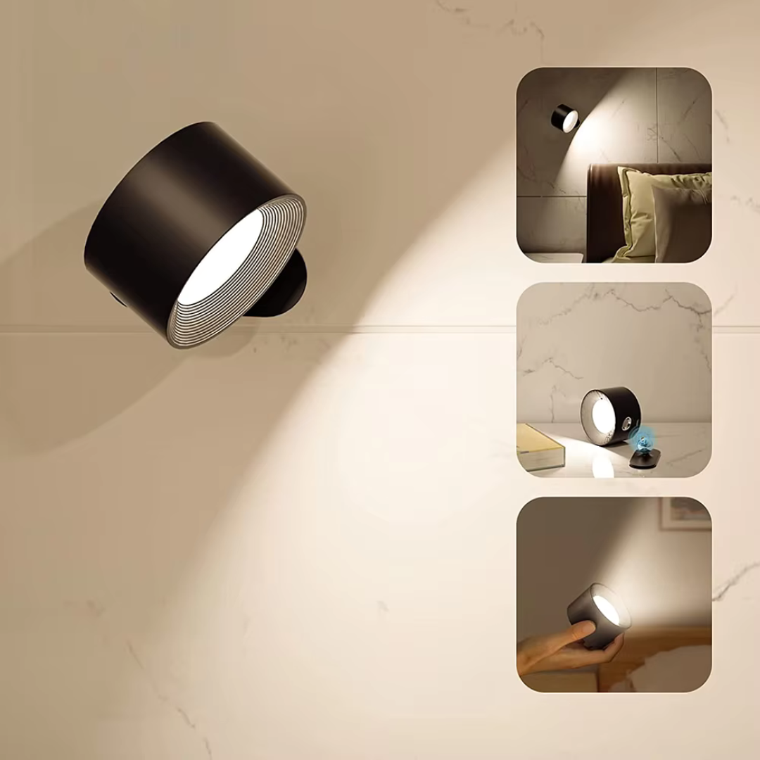 Luz de parede LED sem fios recarregável GlowBeam, ajustável a 360°