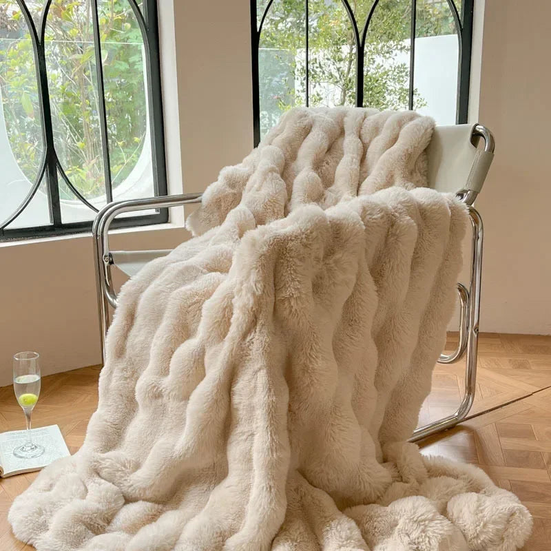 Manta de pelo luxuosa PlushWarmth — capa macia para cama e sofá