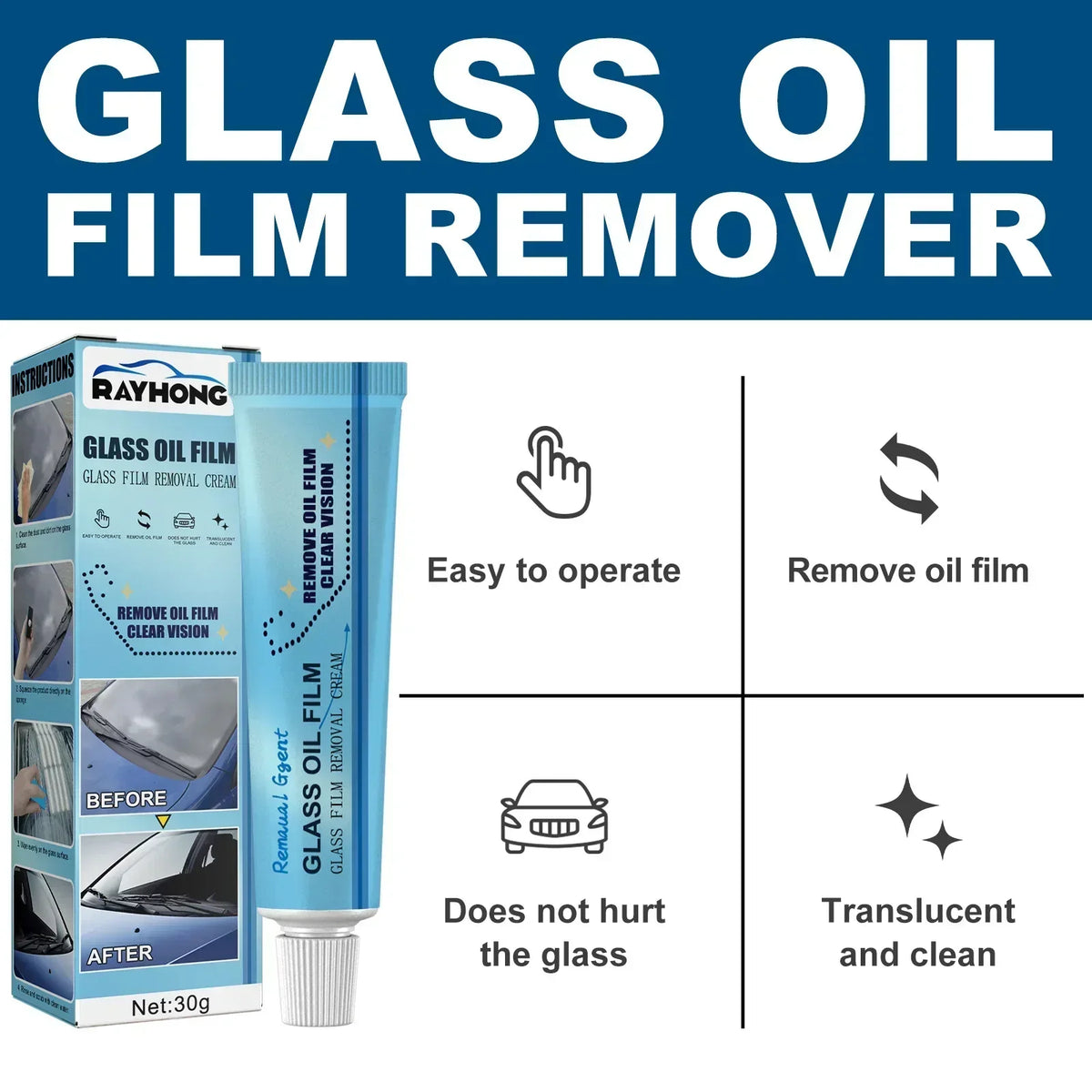 CrystalClear Glasreiniger fürs Auto — Schnell entfettender Fleckenentferner