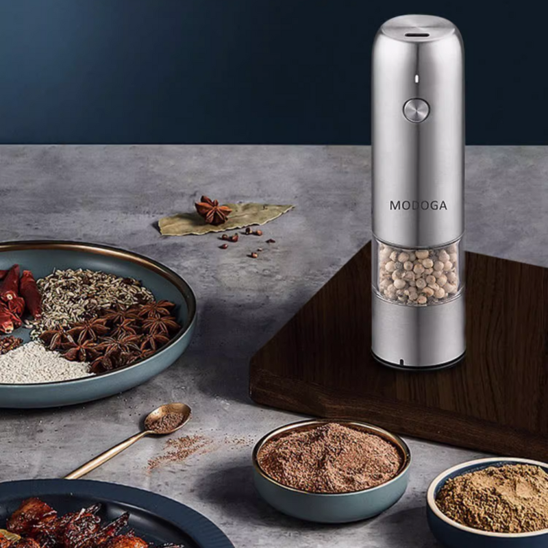 Electric Pepper Grinder — One-Hand Operation, Adjustable Grind