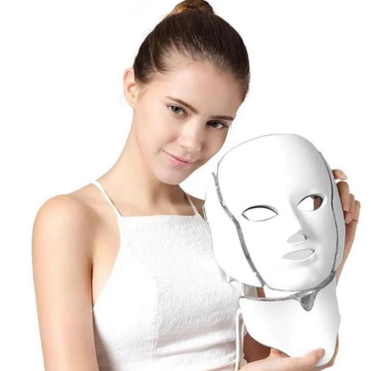 Led-fotontherapiemasker met 7 kleuren — verzorging van gezicht en hals