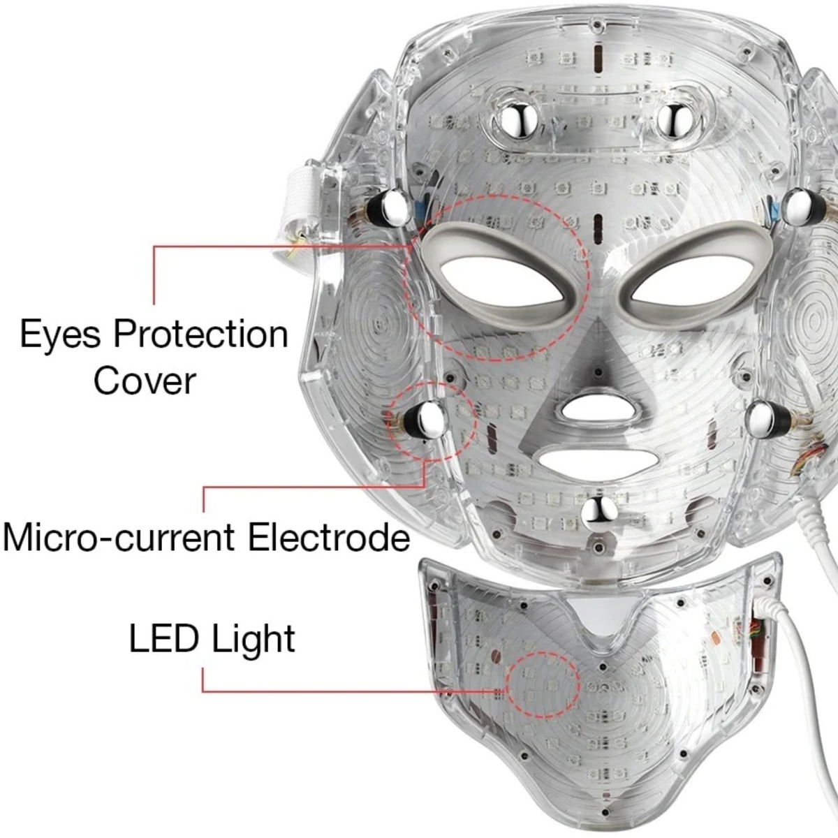 Led-fotontherapiemasker met 7 kleuren — verzorging van gezicht en hals