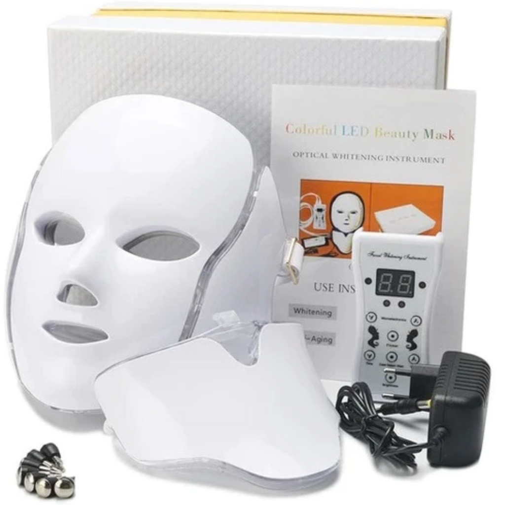 Led-fotontherapiemasker met 7 kleuren — verzorging van gezicht en hals
