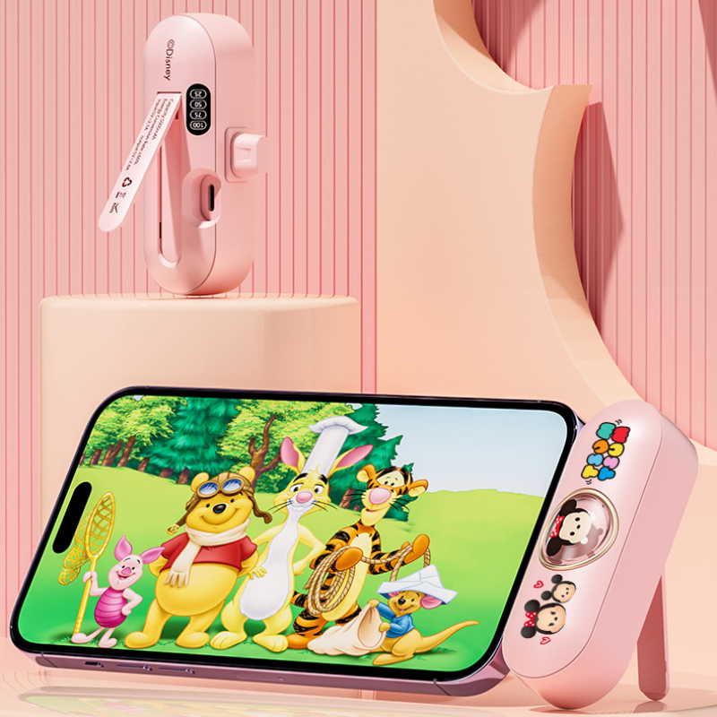 Mini Powerbank 5000mAh Portable Charger — Retractable Stand