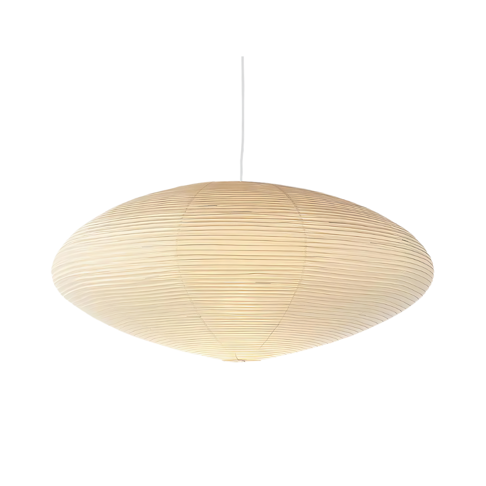 Mulberry Paper Japandi Ceiling Light — Geometric White LED Design, 50 cm and 60 cm