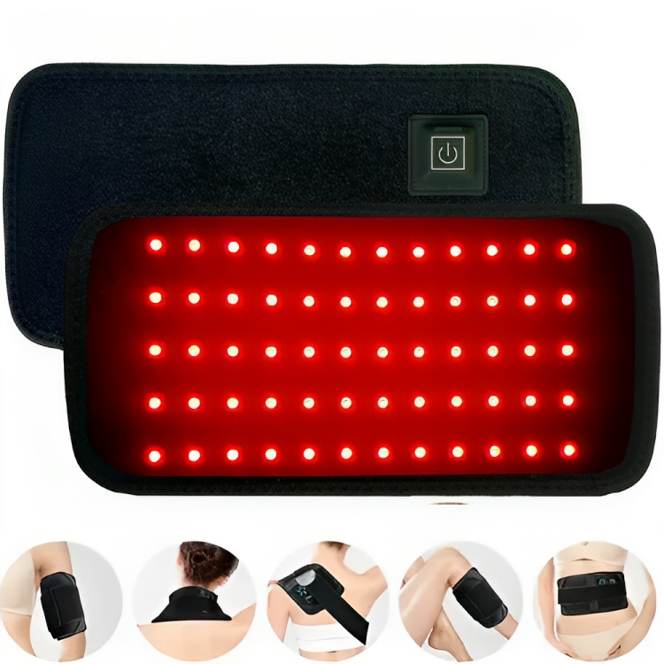 Infrarött rött ljusterapibälte med dyna, 60 LED-lampor, smärtlindring