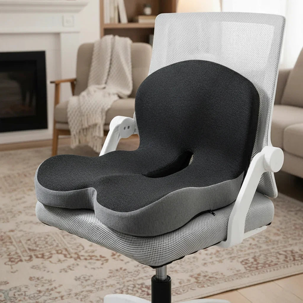Ergonomic Memory Foam Seat Cushion — Orthopedic Contoured Pad