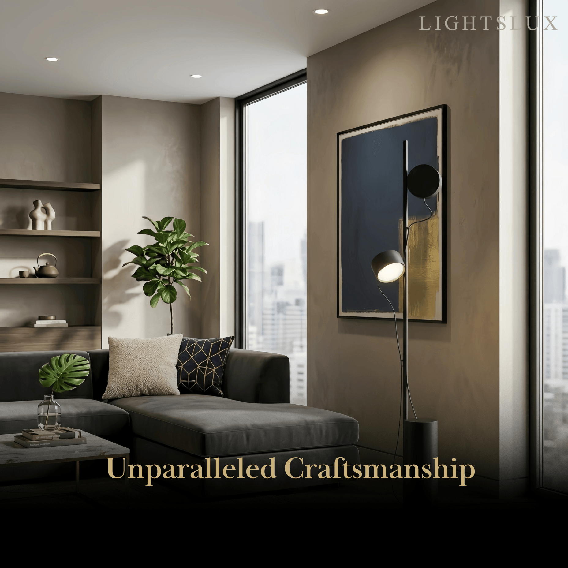 Classic Black Floor Lamp - Metal & Acrylic Linear Design for Living Room - Flindria