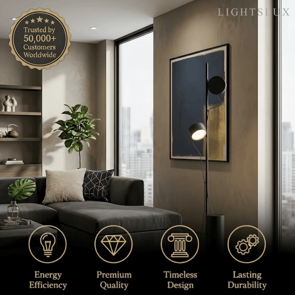 Classic Black Floor Lamp - Metal & Acrylic Linear Design for Living Room - Flindria