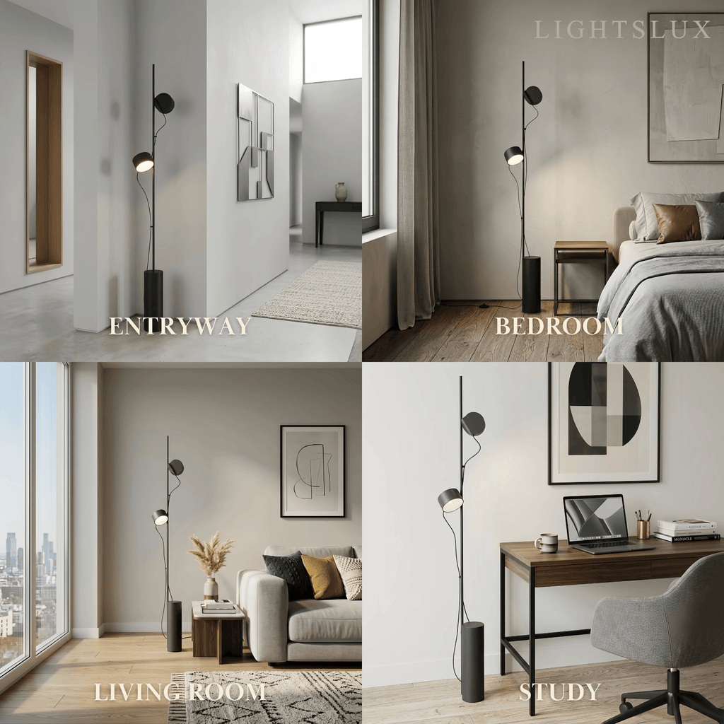 Classic Black Floor Lamp - Metal & Acrylic Linear Design for Living Room - Flindria