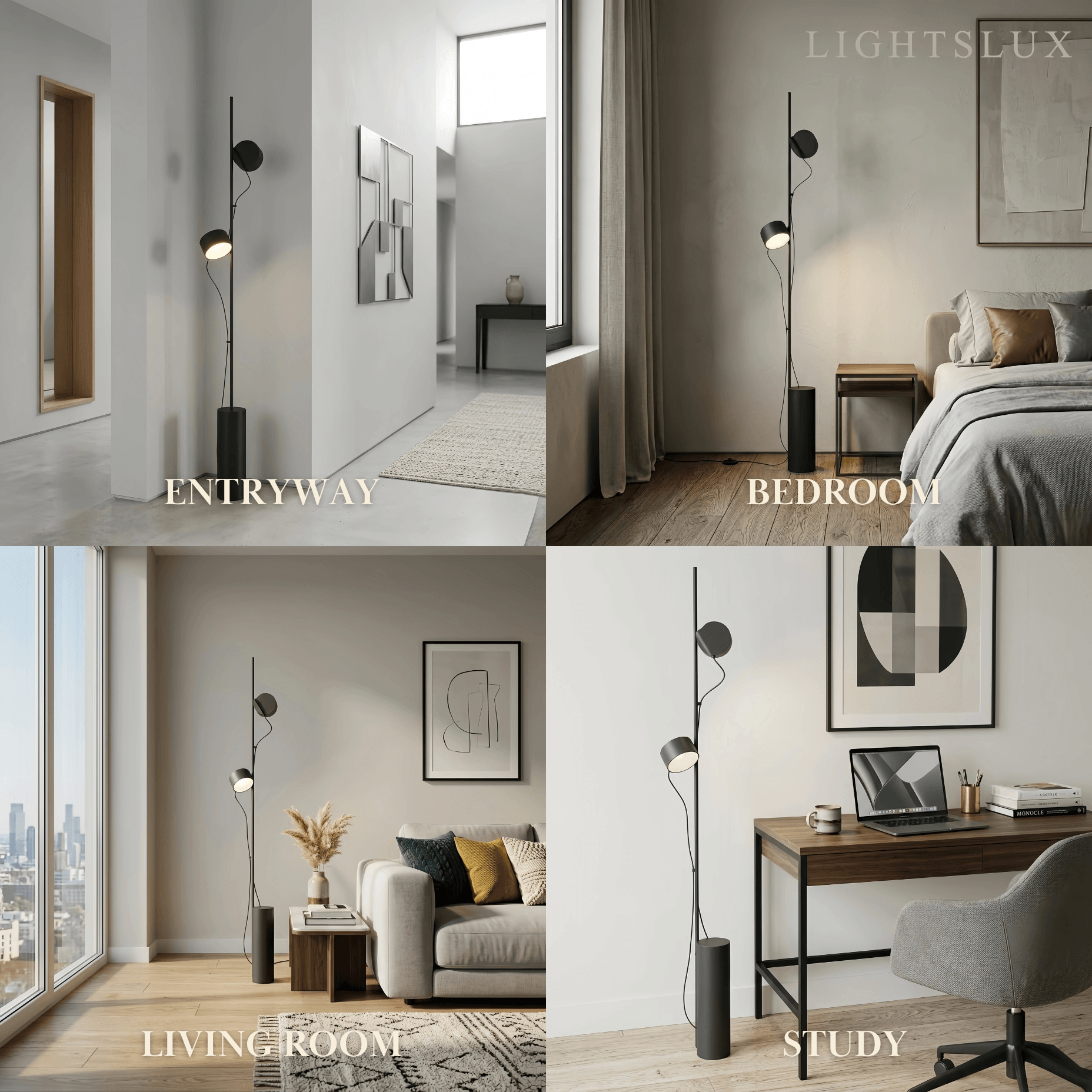 Classic Black Floor Lamp - Metal & Acrylic Linear Design for Living Room - Flindria