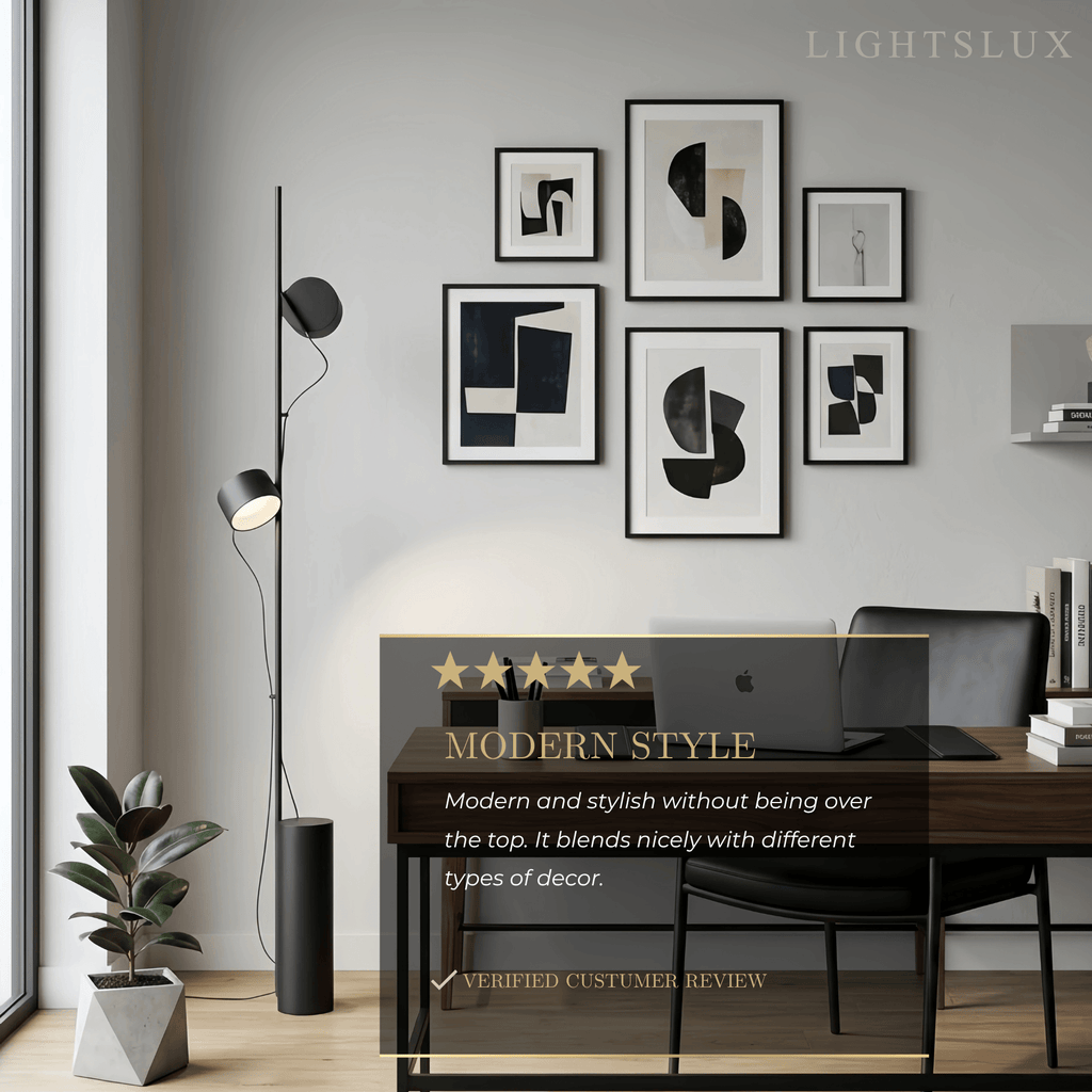 Classic Black Floor Lamp - Metal & Acrylic Linear Design for Living Room - Flindria
