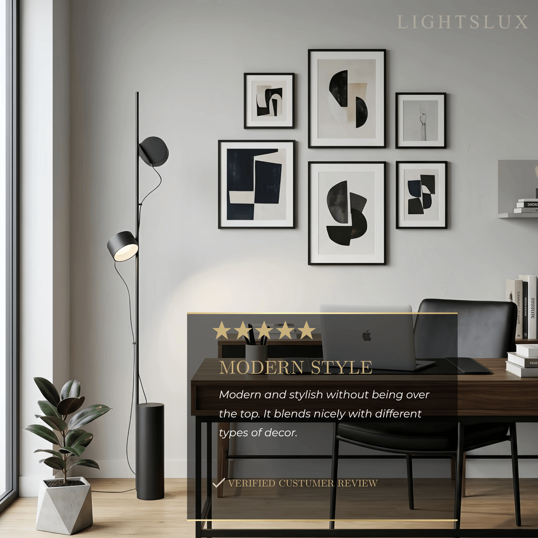 Classic Black Floor Lamp - Metal & Acrylic Linear Design for Living Room - Flindria