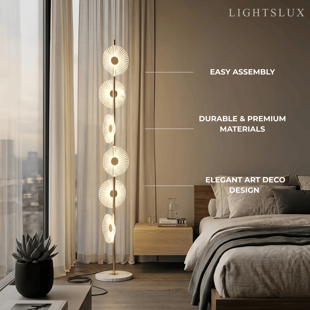 Art Deco Floor Lamp – Modern Circular Acrylic Design for Living Room - Flindria