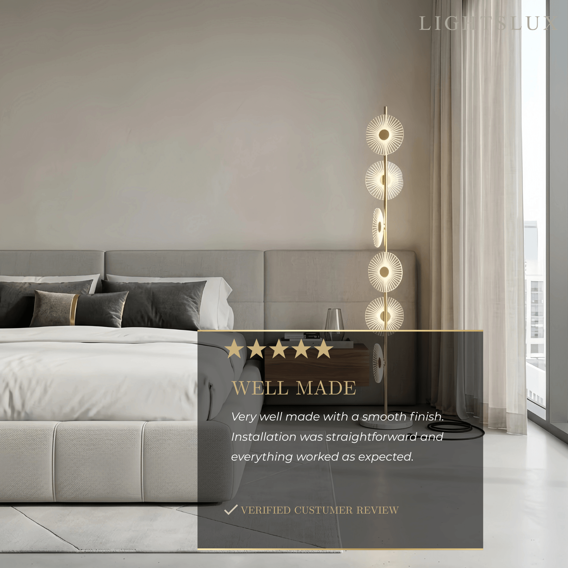 Art Deco Floor Lamp – Modern Circular Acrylic Design for Living Room - Flindria