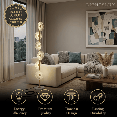 Lámpara de pie Art Deco – Diseño circular moderno en acrílico para sala de estar - Flindria